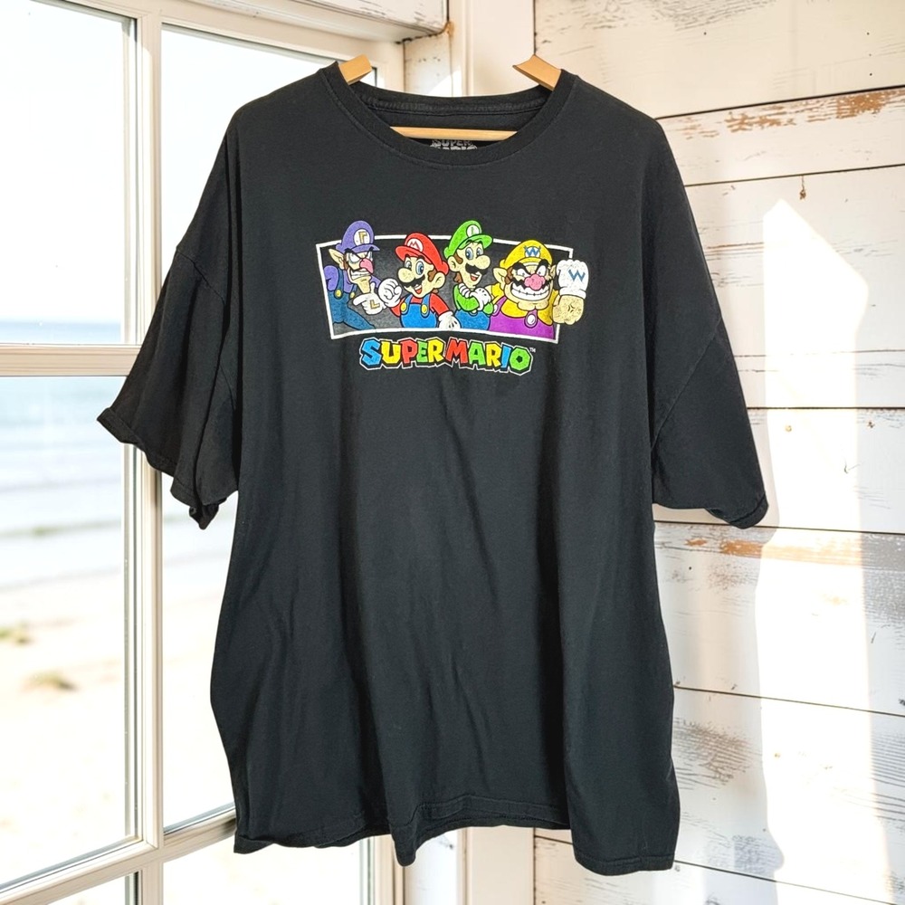 T-Shirt Super Mario 3XL Black 100% Cotton Wario Luigi Graphic Tee
